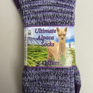 purple alpaca hiker socks